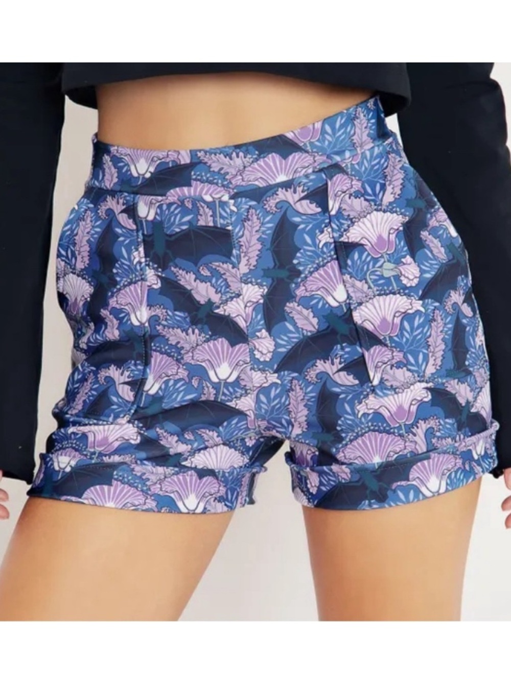 Blackmilk Bat Garden Cuffed Shorts